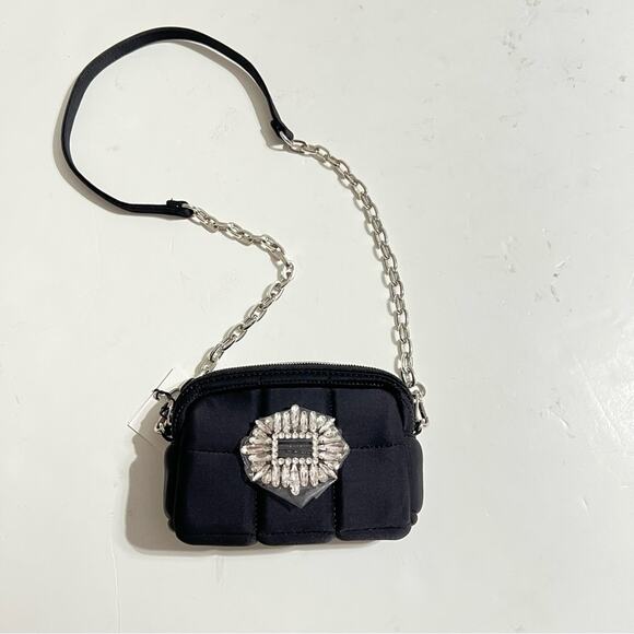 Zara Black Jewel Rhinestone BEADED MINI Quilted CROSSBODY BAG - Picture 14 of 16